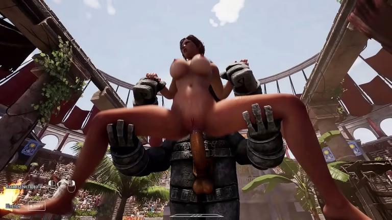 Lara Croft se fait défoncer par la statue devant 1000 spectateurs