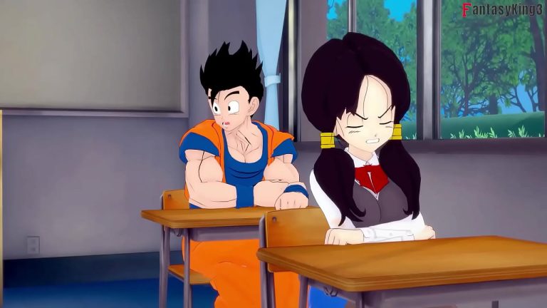 Android 18 et Videl baisent Gohan à fond