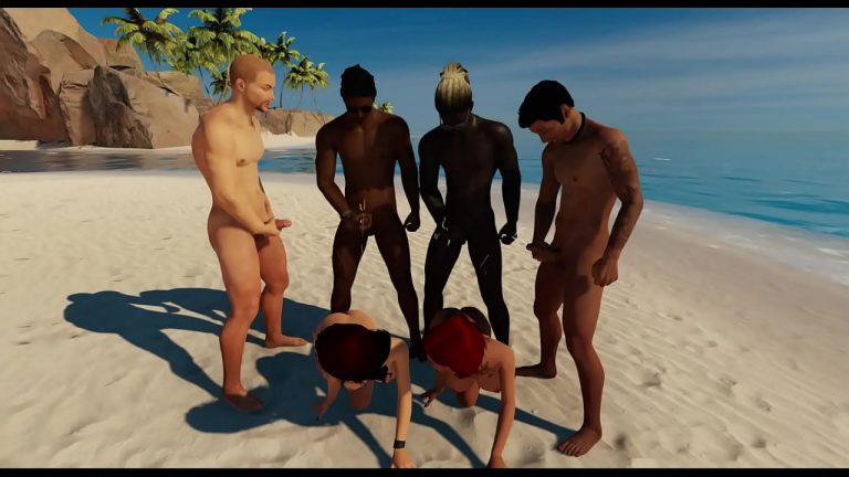 Gangbang sauvage et hardcore sur la plage en 3DXChat